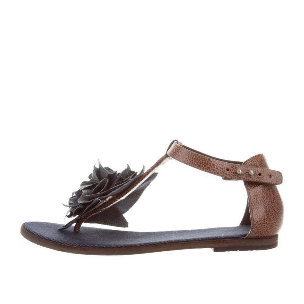 Brunello Cucinelli Brown Floral Women's Sandals